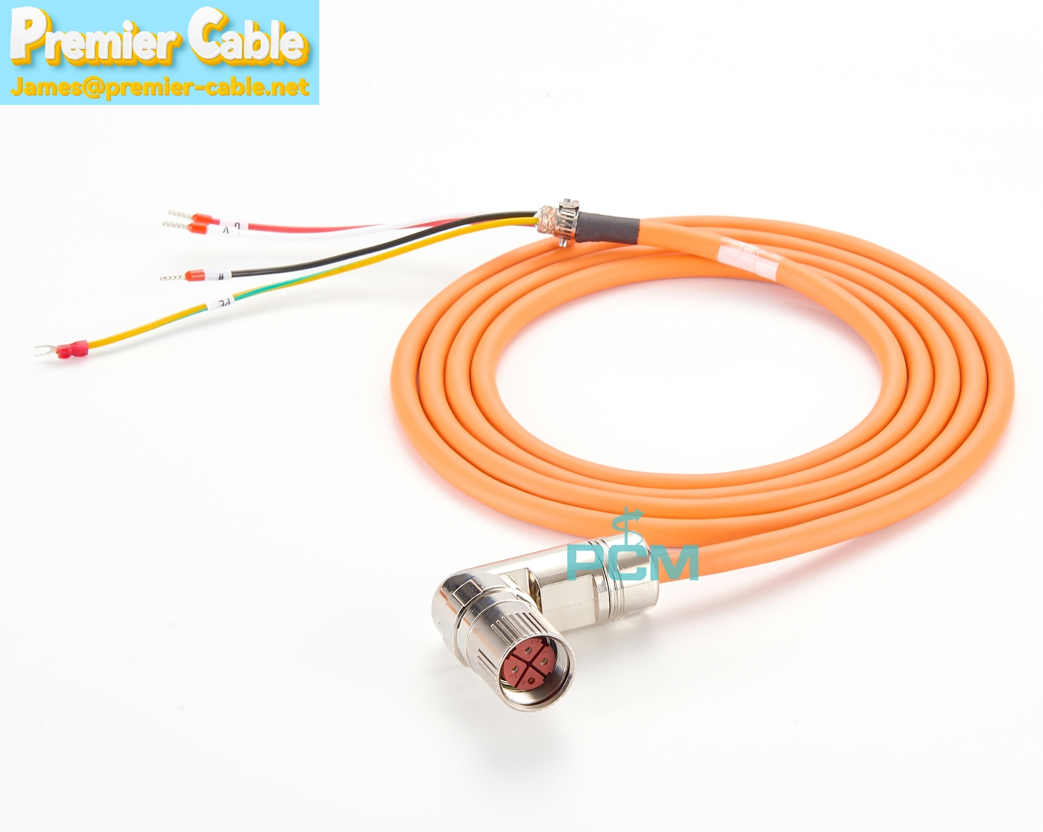 Power cable pre-assembled for V90 servo motor with M23 4 Pin connector