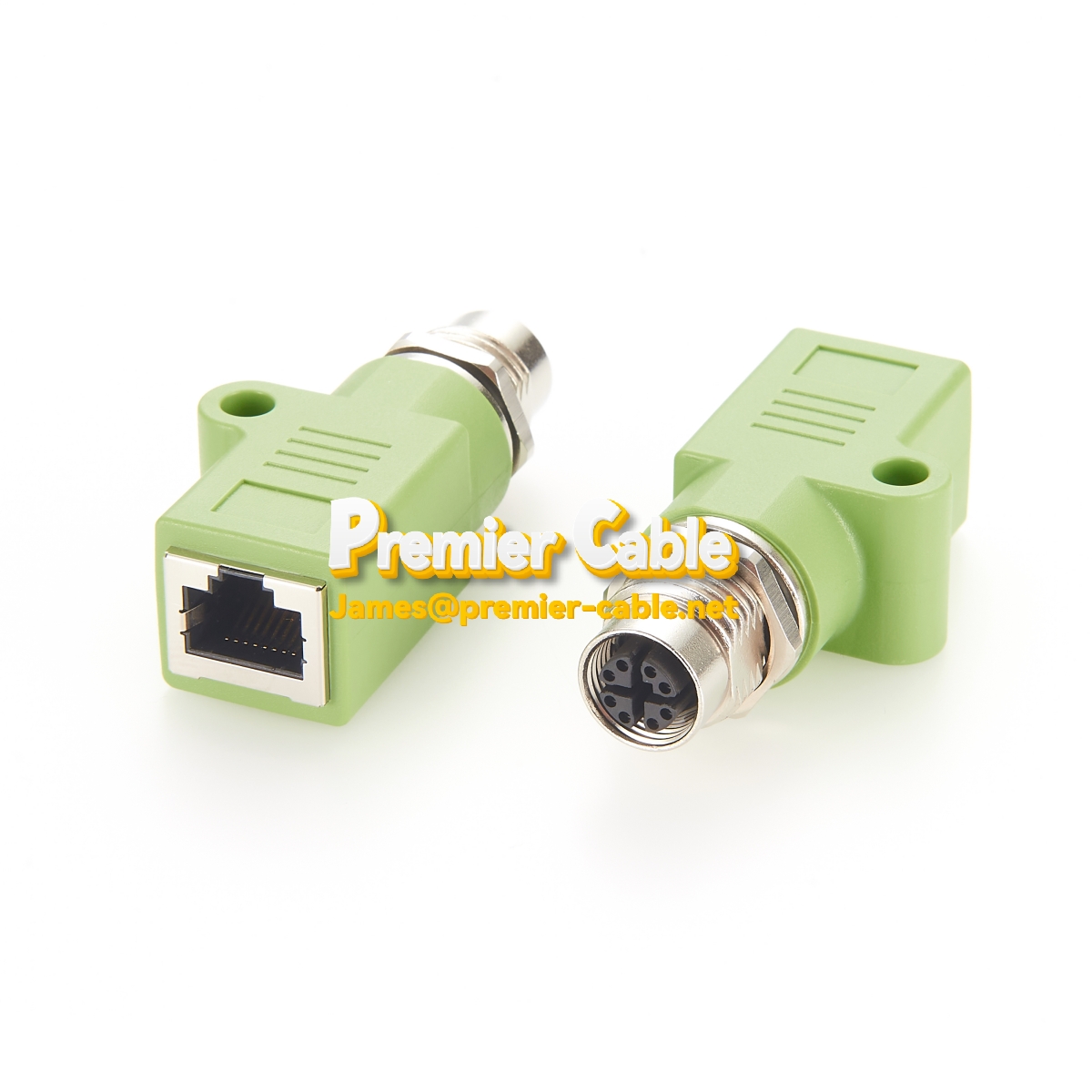M12 X-Coded Female Connector to RJ45 Adapter for Control Cabinet 
