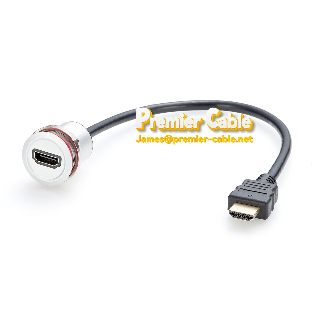 Round HDMI panel mounting socket extension Cable