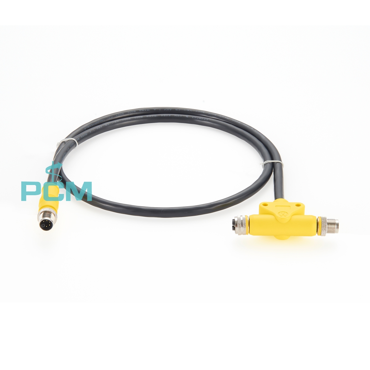 M12 M-Coded three-phase motor T-Splitter extension cable