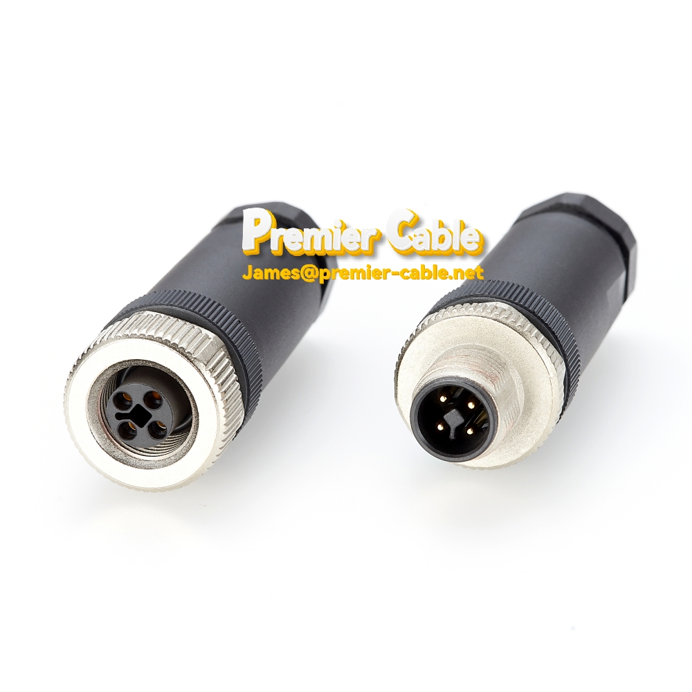 M12 T Coded Connector DC 60V 12A Power Connector