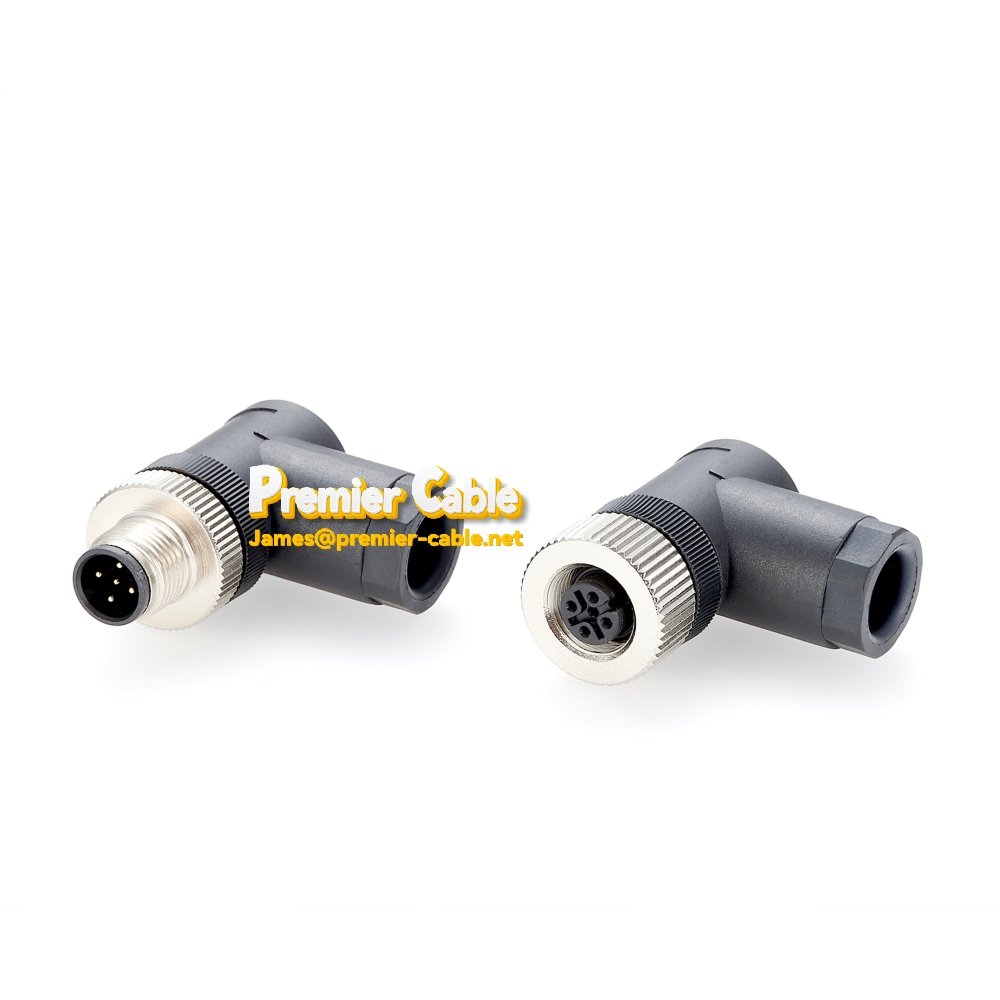Field wireable connector M12 nut 5-pin female right-angle 