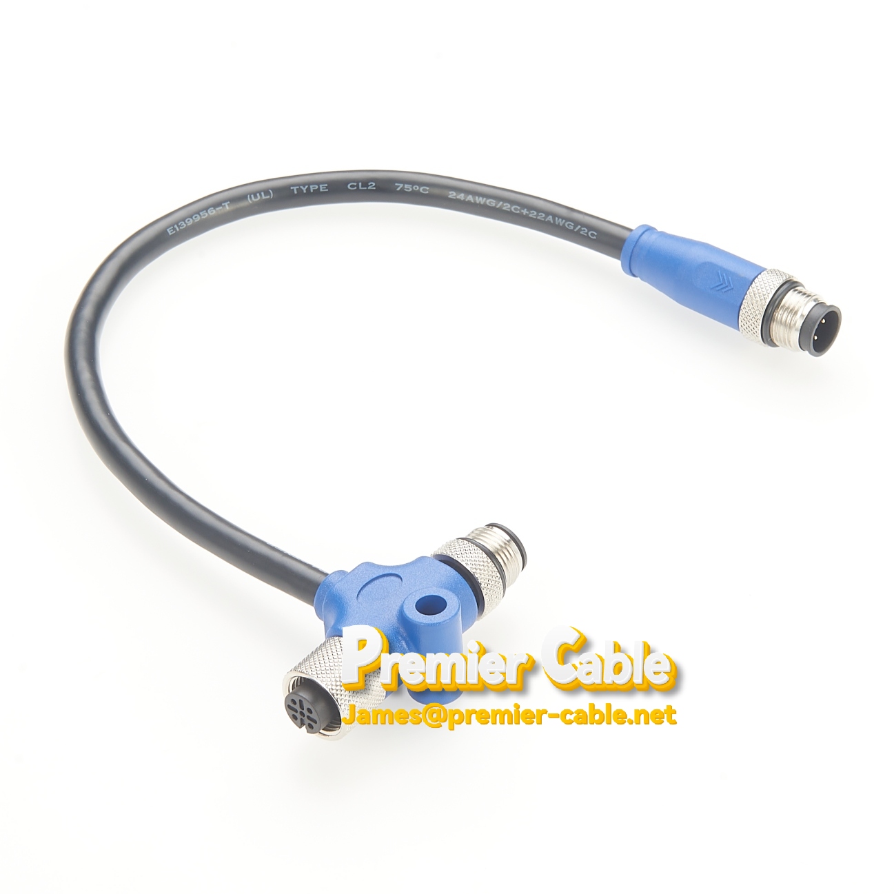 Drop Cable T Connector to M12 Connector DeviceNet CANbus 
