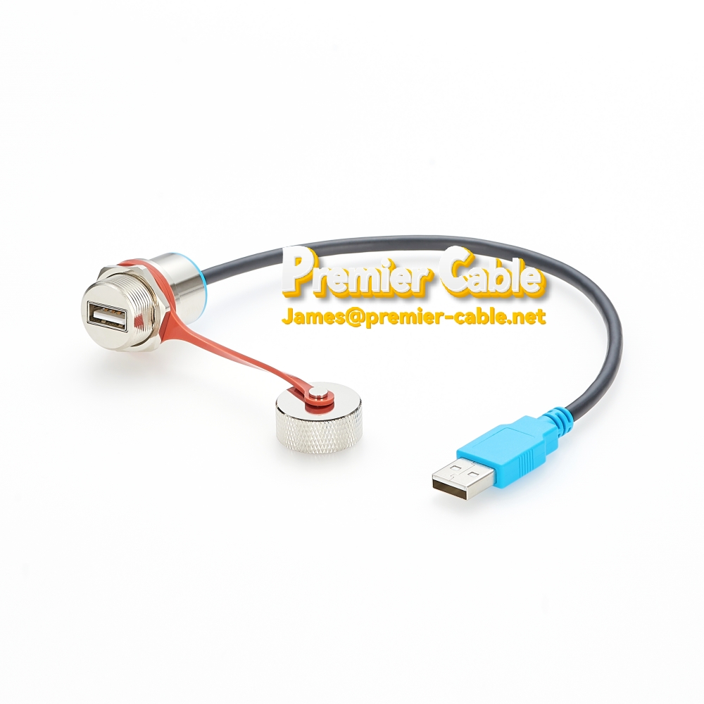 IP67 Waterproof Panel-Mount USB Male Female Extension Cable 