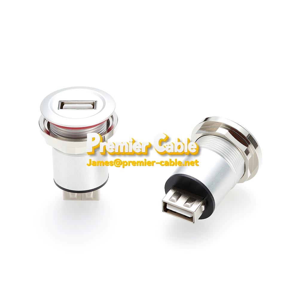 USB Panel mount connector Female-Female 22mm diameter cut-outs