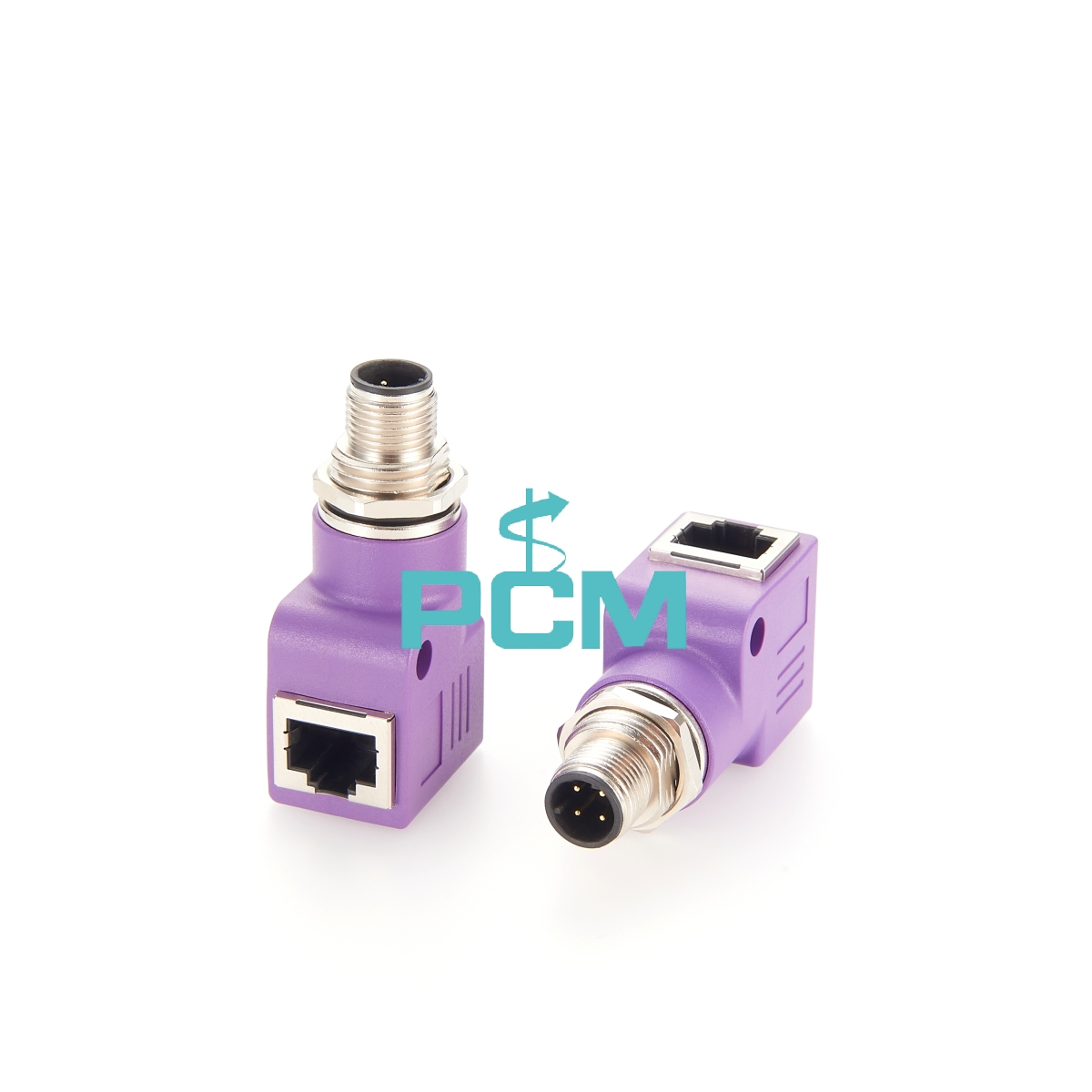 M12 4 Pin D-code to RJ45 right angle adapter China Manufacturer