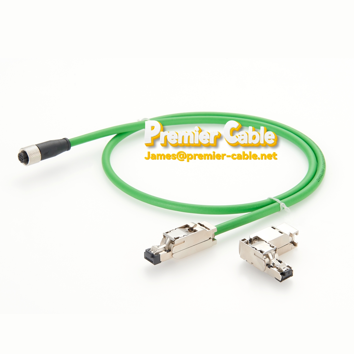 M12 4 Pin D Coded Female Connector to RJ45 Cat5e Profinet Cable
