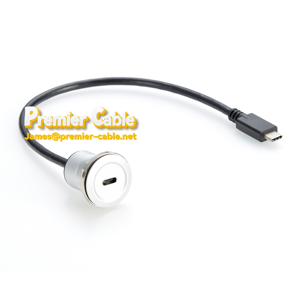 Round model 22mm diameter USB C Female to Male Cable